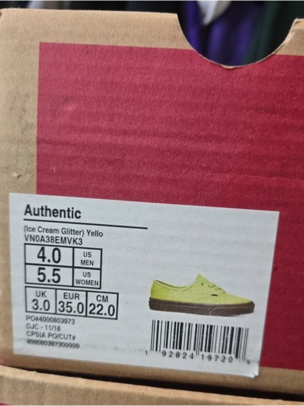 Vans Authentic Women Glittery Yellow Lace-Up Sneakers Gum Sole New W Tags 062026 - Picture 11 of 12